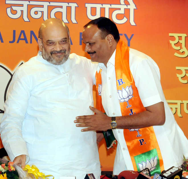 Shri Brajesh Pathak with Shri Amit Shah